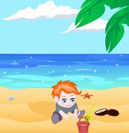 boy on a beach vector