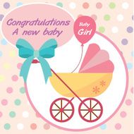 vector card new born baby girl