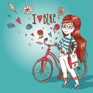 Young girl with a bicycle N2