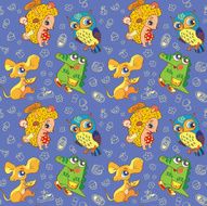 seamless set animal kids pattern