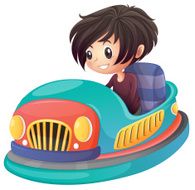 boy driving bumper car