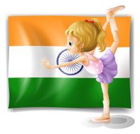 Ballet dancer performing in front of the Tajikistan flag
