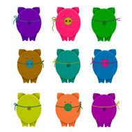 Cartoon Graphic Crazy Pigs with Snouts