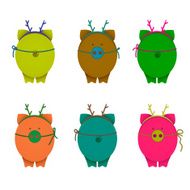 Cartoon Graphic Crazy Pigs with Antlers