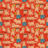 Orange pattern with cats