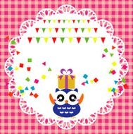 Birthday party card with cute owl N5
