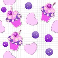 seamless pattern with cute cupcakes vector illustration N3