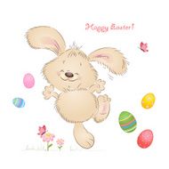 Cartoon happy rabbit for Easter Cards N4