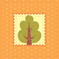 orange greeting card with tree in love