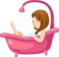 Woman bathing in bathtub Vector