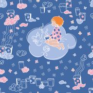 Seamless pattern with a little girl