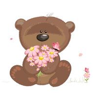 Cute bear with flowers