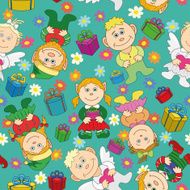 Seamless background kids with gifts and hearts