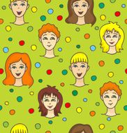 Pattern with children portraits