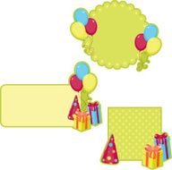 Birthday stickers isolated on white