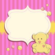 Pink greeting card with teddy bear digital scrap-booking