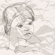 vintage art drawing portrait of a girl N2
