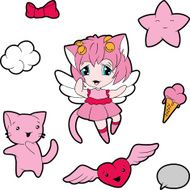 Collection of funny and cute happy kawaii characters