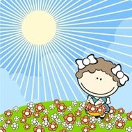 Girl on a flower meadow