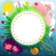 day and night background with sheep