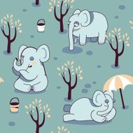 funny seamless pattern with playful elephants