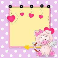 Cupid Pig with frame