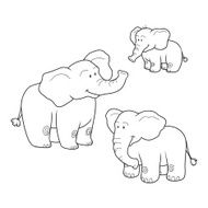 Coloring book (elephants) colorless set