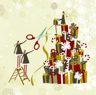 Elves wrapping christmas gifts
