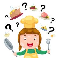 woman thinking what to cook vector N2