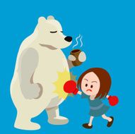 Polar bear and boxing girl