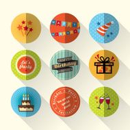 Birthday flat icon set