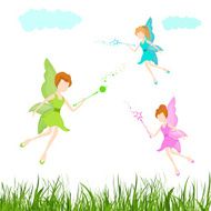 Fairy tales concept with flying fairies