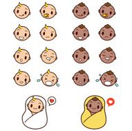 Cute Baby Faces Emoticon Icon Set