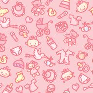 seamless pattern baby girl in color