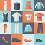 collection style fashion clothing for family icon set background concept