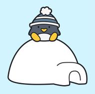 cartoon penguin sitting on an igloo