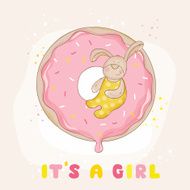 Baby Bunny on a Donut - Shower Card N2