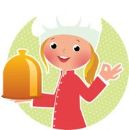 Chef girl with hot plate