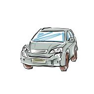 Colored hand drawn car on white background sedan