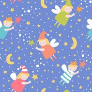 Seamless pattern with sleep fairies N3