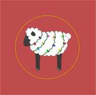 Cute New Year&#039;s sheep with bright garland