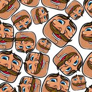 Funny faces seamless background vector cartoon style pattern N7