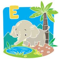 Funny elephant Alphabet E