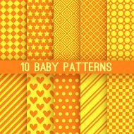 Baby different vector seamless patterns Orange and yellow colors