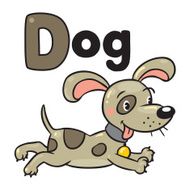 Little dog or puppy coloring book Alphabet D