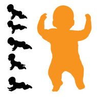 Vector silhouette of baby N3