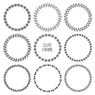 Set of hand drawn badges and design elements Doodle frames