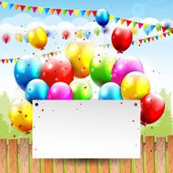Colorful Birthday background with balloons and place for text