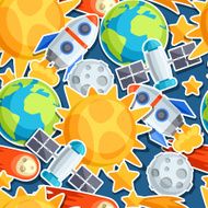 Seamless pattern of solar system planets and celestial bodies N5