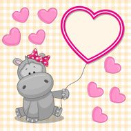 Hippo with heart frame